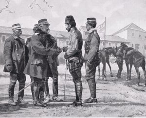 Yaninan antautuminen, kuvitus "Hutchinsonin kansakuntien historiasta", 1915