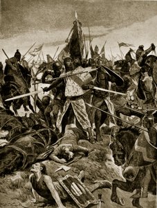 De Montfortin viimeinen osasto Eveshamissa, kuvitus teoksesta "Hutchinson