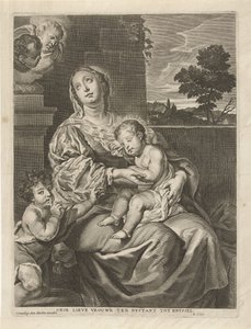 Madonna nukkuvan lapsen ja Johannes Kastajan kanssa Our Lady of the Bystant Brvsseliin (otsikko esineessä) tekijältä Richard Collin