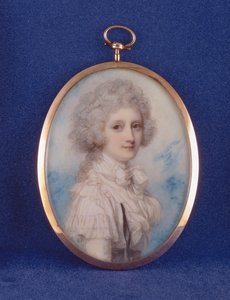Elizabeth (1750-88) Hopetounin kreivitär, 1789 (wc ja guassi norsunluun päällä) tekijältä Richard Cosway