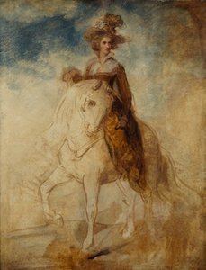 Naisen ratsastusmuotokuva, jonka sanotaan olevan Lady Elizabeth Foster (öljy paneelissa) tekijältä Richard Cosway