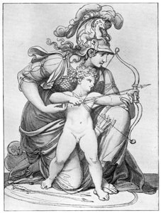 Minerva ohjaa Cupidon nuolta, 1700-luvun loppu - 1800-luvun alku 1912. tekijältä Richard Cosway