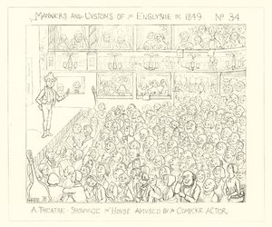 1849, Teatteri, joka näyttää talon huvittamana sarjakuvanäyttelijänä tekijältä Richard Doyle
