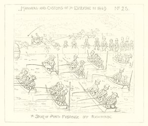 1849, punttikalastuslaji Richmondin edustalla tekijältä Richard Doyle