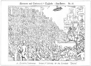 Tieteellinen laitos. Eminentin Savanin luennon aikana, 1849 tekijältä Richard Doyle