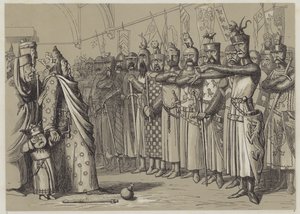Henrik III tapaamassa parlamenttiaan (akvatinta)