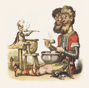 Kuvitus Jack The Giant Killerille (väri litho) tekijältä Richard Doyle