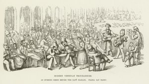 Modernit venetsialaiset trubaduurit, iltakohtaus ennen Cafe Floriania, Piazza San Marco tekijältä Richard Doyle