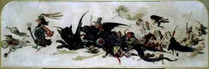 Ratsastus ilmassa (akvarelli paperille) tekijältä Richard Doyle