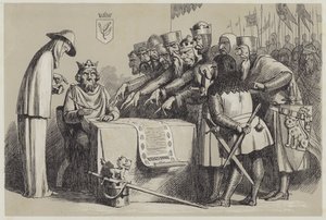 Magna Chartan allekirjoitus (akvatinta) tekijältä Richard Doyle