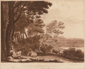 Maisema nro. 15 "Totuuden kirjasta" tekijältä Richard Earlom after Claude Lorrain