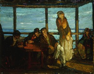 A Porch, Provincetown, n. 1930–1935 (öljy masoniitille) tekijältä Richard Emil Miller