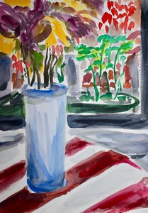 Sininen maljakko ja ikkunalaatikko, 2015 tekijältä Richard Fox