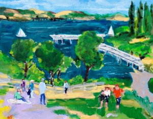 Paradise Beach Pier, Tiburon, Kalifornia, 2021 (öljy kankaalle)