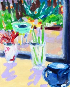 Still Life with Bird Bath, 2021 (öljy paperille)