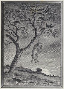 Susi lampaan vaatteissa (kaiverrus)