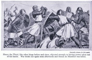 Henrik III vastusti voimakkaasti sitä, että hänen valtansa riisuttaisiin hänen käsistään. Sota syttyi ja Simon de Monford kuoli, noin 1950