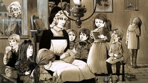 "Dame School" 1830-luvulta (guassi paperille).