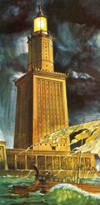 Aleksandrian Pharos eli majakka (litografia)