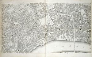 Levy aiheesta "Plan of the Cities of London and Westminster the Borough of Southwark, and Parts Adjoining", n. 1792-1799 tekijältä Richard Horwood