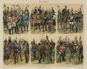 Euroopan armeijoiden ratsuväki (väri litho) tekijältä Richard Knotel