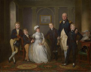 Kapteeni Richard Grindall (1750-1820) ja hänen perheensä, noin 1800 (öljy kankaalle).