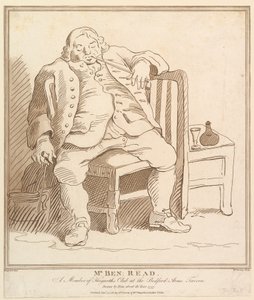 Mr. Ben: Read, Hogarths Clubin jäsen Bedford Arms Tavernissa, Drawn b..., 27. marraskuuta 1781.