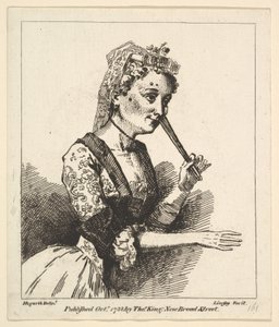 Yllättynyt nainen Hogarths Morningista lokakuussa 1788.