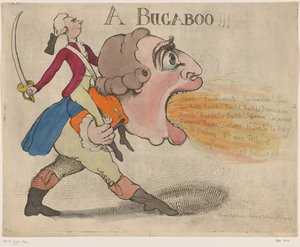Spotprent op koning George III, 1792 Bugaboo (otsikko esineessä)