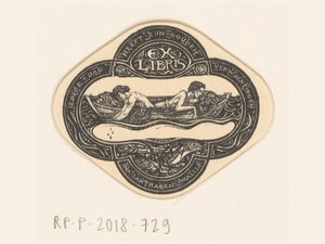 Ex libris: Ina van Eibergen Santahagens-Waller Jokaisella päivällä on kultaiset odotuksensa (otsikko esineessä) tekijältä Richard Nicolaüs Roland Holst