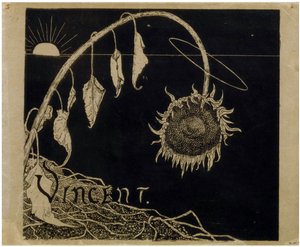 Kansisuunnittelu Vincent van Goghin näyttelyyn Amsterdamissa par Holst, Richard Roland (1868-1938). Litografia, koko: 18,2x21 tekijältä Richard Nicolaus Holst Roland