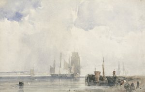 Toimitus suistoalueella (paperilla grafiitin päällä) tekijältä Richard Parkes Bonington