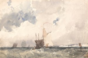 Embarcações em um Seafinnish Choppy tekijältä Richard Parkes Bonington