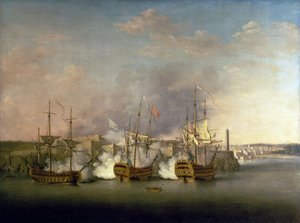 Seitsemänvuotinen sota (1756-1763): Morron linnan (Kuuba) pommitus 1. heinäkuuta.