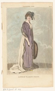 Lontoon ja Pariisin naisten muotilehti, nro 22, joulukuu 1799. London Walking Dress