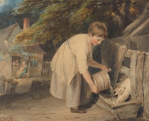 Tyttö ruokkii sikoja, 1800. tekijältä Richard Westall