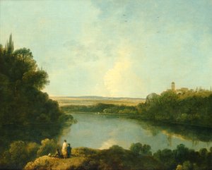 Nemi-järvi lähellä Roomaa, n. 1760 (öljy kankaalle) tekijältä Richard Wilson