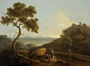 Sybilin ja Campagnan temppeli, Tivoli, Italia (öljy kankaalle) tekijältä Richard Wilson