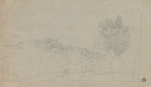 Näkymä Wilsonin talolle ja puutarhaan (recto); Näkymä Wilsonin talolle ja puutarhaan (käänteinen) tekijältä Richard Wilson