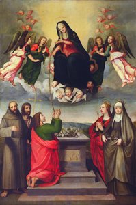 Pyhän vyön Neitsyt ja SS. Tuomas, Franciscus, Johannes Kastaja, Ursula ja Elisabet Unkarilainen.