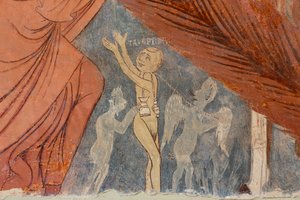 Viimeinen tuomio, yksityiskohta, "Harhaoppiset", 1200-luku (tuore) tekijältä Rinaldo da Taranto