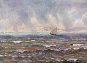 Äkillinen myrsky, Cardigan Bay (väri litho)