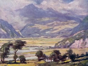 Snowdon Traeth Mawrilta (väri litho) tekijältä Robert (after) Fowler