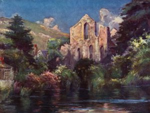 Valle Crucis Abbey (väri litho)