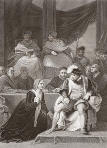 Henry VIII:n avioliiton oikeudenkäynti, kaiverrus A.H. Payne (litho)