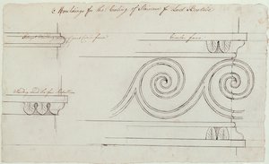 Suunnittelu portaiden listalle, Headfort House, 1772 (kynä ja musta muste grafiitin päällä paperille) tekijältä Robert Adam