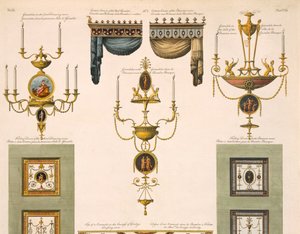 Suunnitelmat verhokorokkeita, lieriöitä ja taitto-ovia varten, 1774, tulostuskuva 61957:stä tekijältä Robert Adam