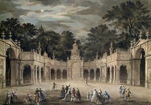 The Illuminations at Buckingham House kuningas George III:n syntymäpäivänä 4. kesäkuuta 1783 (kynä ja wc)