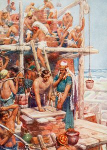 Baabelin tornin rakentaminen (väri litho)
