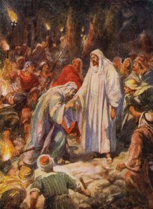 Juudas petti Jeesuksen Kristuksen (väri litho)